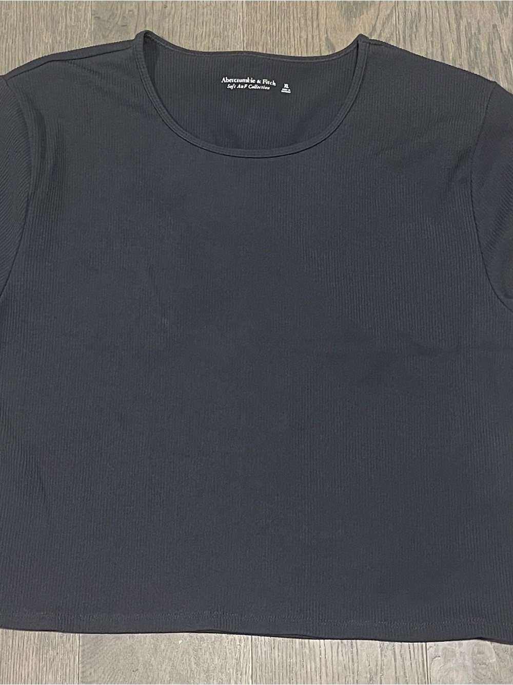Abercrombie & Fitch Dark Grey Ribbed Short Sleeve Top